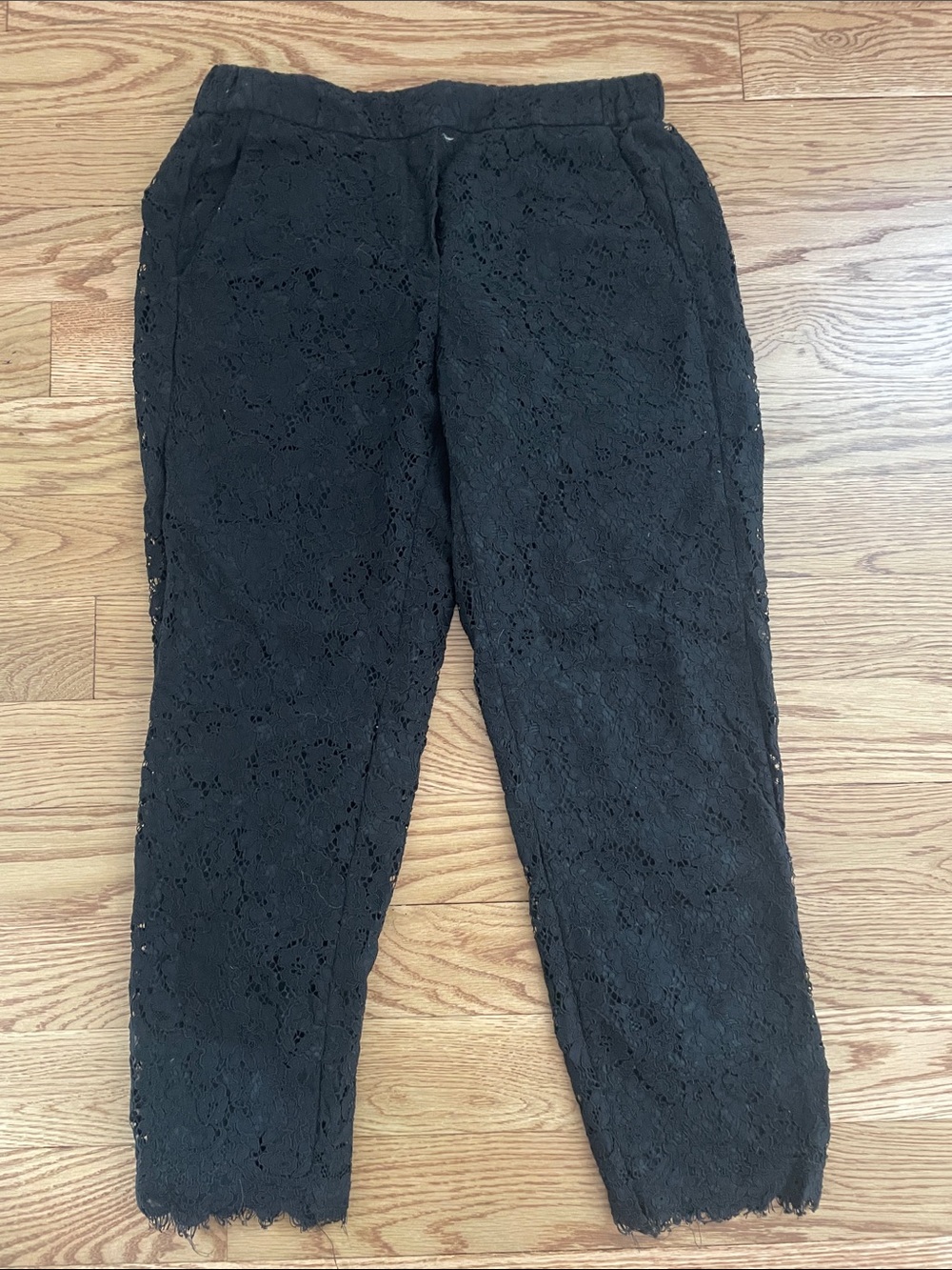 J. Crew Black Lace Ankle Cropped Pants